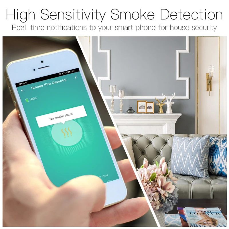 

Tuya Zigbee Smart Smoke Detector Sensor Security Alarm System App Notifications Control Smart Life Tuya App Smoke Alarm Sensor