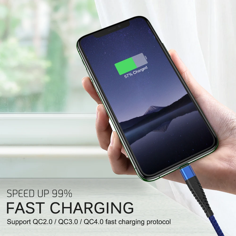 Кабель для зарядки Nohon USB Type A C 20см 3м нейлон черный/ красный/ синий/ белый|Кабели