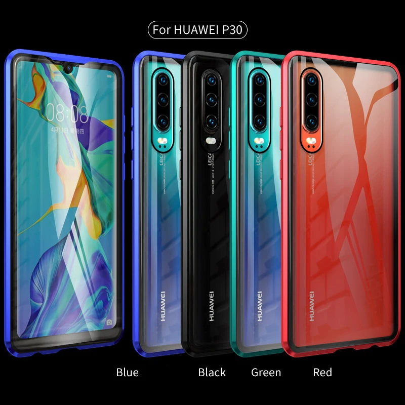 Luphie полный обертывающийся Магнитный чехол для huawei P30 Pro Чехол 9H Передняя Задняя крышка из закаленного стекла чехол для телефона huawei P30 чехол