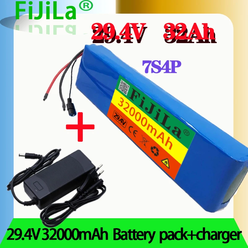 

7S4P 24V 32000mAh electric bicycle motor ebike scooter li-ion battery pack 29.4v 18650 rechargeable batteries + 29.4V charger