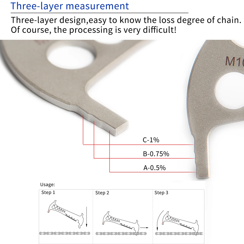 RISK RL305 3-in-1 Bike Chain Loss Checker Wear Indicator Gauge Road Mountain Bicycle Hook Bolt Measurement For 8 9 10 11S | Спорт и