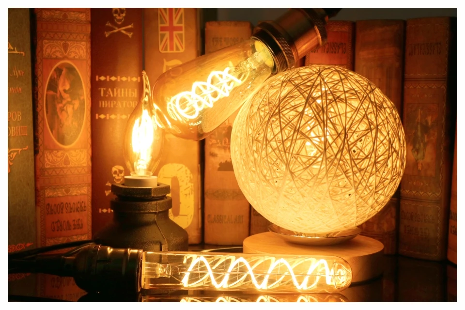T45 ST64 G80 G95 G125 T225 Spiral Light LED Filament Bulb 4W 2200K Retro Vintage Lamps Decorative Lighting Dimmable Edison Lamp
