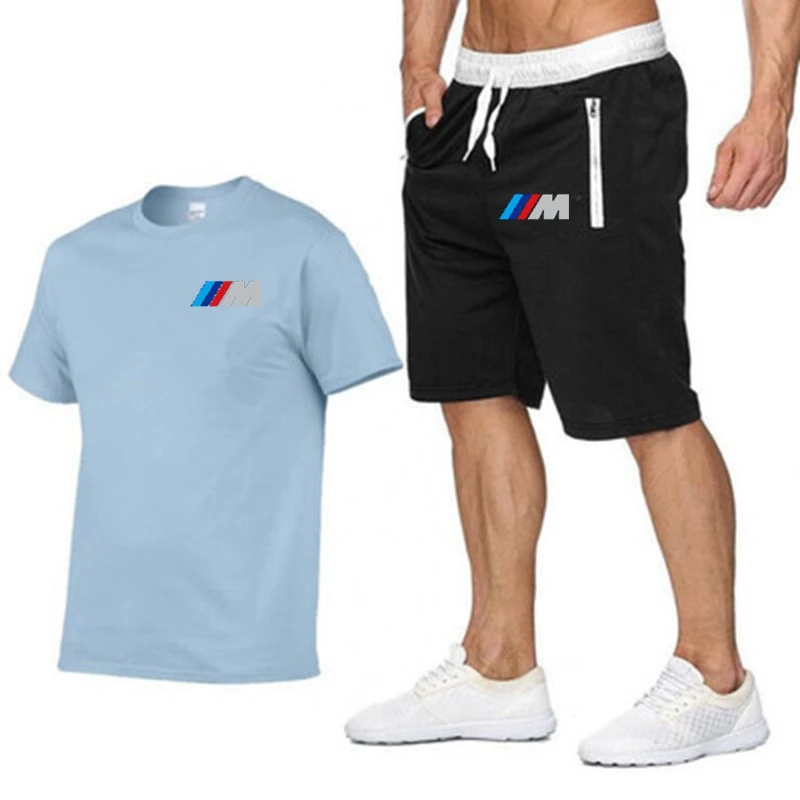 

2021 BMW Fashion Casual Sportswear Summer Letter Printing Suit Men's Jogging Suit Fitness Clothes Men's T-shirt + Pants 2-piece
