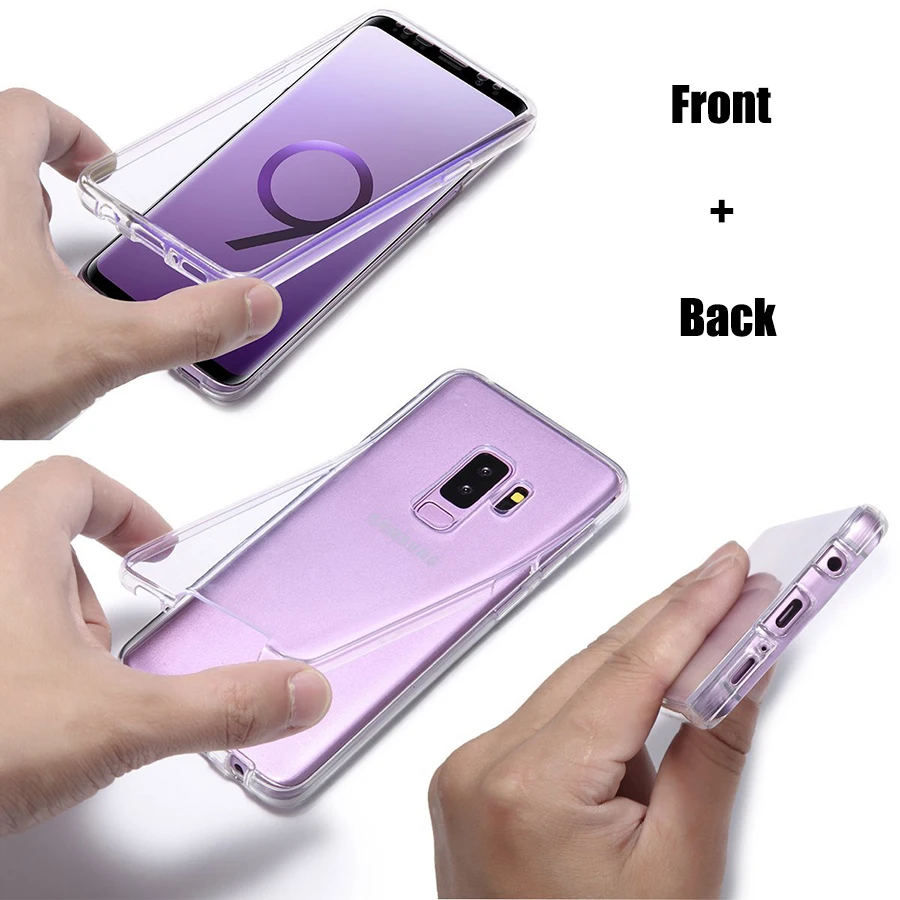 

360 Degree Full Body Two Crystal Front+Back TPU Case on Samsung Galaxy Note 20 10 9 8 S21 S20 Ultra plus 5G S7 Edge S8 S9 Cover