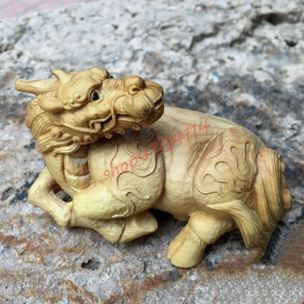 

Натуральный самшит, ручной резной дракон лошадь украшения, изысканное ремесло коллекции