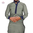 Мужские лоскутные футболки с длинными рукавами, одежда в африканском стиле, Bazin Riche, одежда в африканском стиле, повседневные мужские жаккардовые рубашки, WYN756