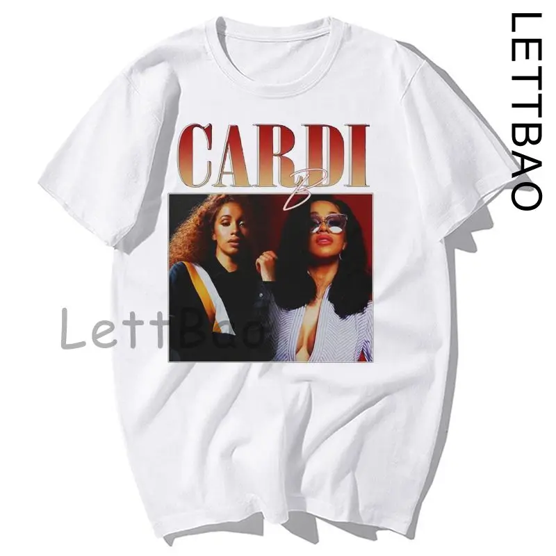 

Модная женская футболка с принтом Cardi B, свободная женская футболка с коротким рукавом и круглым вырезом, модная женская футболка в стиле рэп...