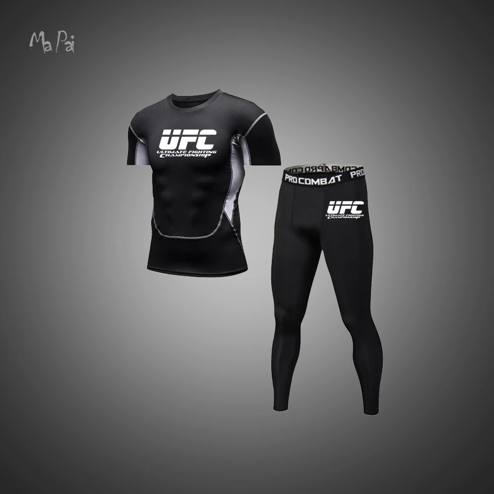 

New Men's Sports Suit Gym Fitness Training Compression Quick-Drying Two-Piece Cycling Running Jogging Football Jersey Sportswear