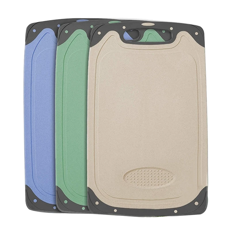 

Набор из 3 разделочных досок, кухонные разделочные доски С нескользящими ножками, можно мыть в посудомоечной машине, легко чистить (зеленый +...