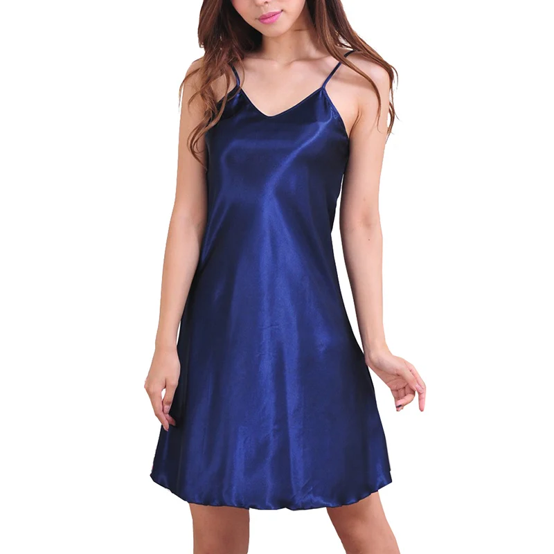 Женские ночные рубашки сексуальная ночная сорочка шелковая Однотонная