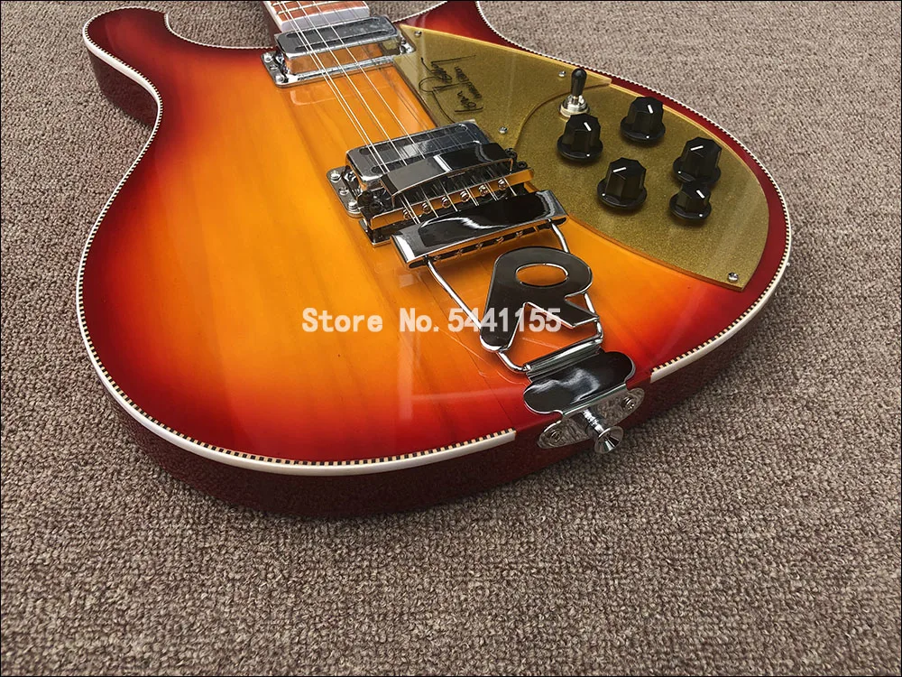 2020 hohe qualität 12 string e gitarre ricken 660 elektrische gitarre kirsche rot farbe körper mit rtailpiece goldene schutz freies free