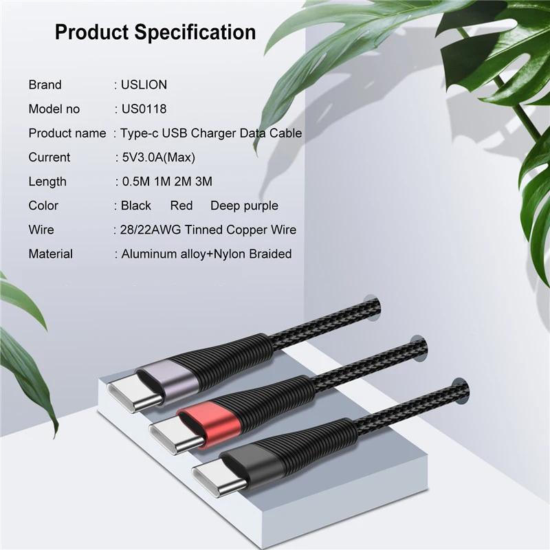 Кабель USLION USB Type-C для Samsung S10 Huawei P30 Pro 3 0 А 2 м | Мобильные телефоны и аксессуары
