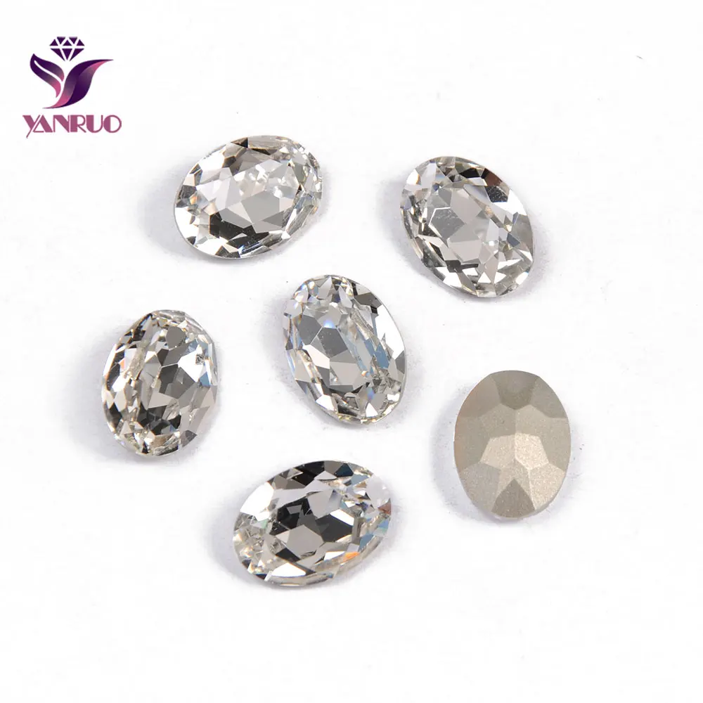 YANRUO, 4120, овальные украшения, стеклянные стразы, драгоценные камни, сделай сам, кристаллы для шитья, Необычные камни, заостренные сзади, пришитые стразы, яркие для одежды - Цвет: Crystal