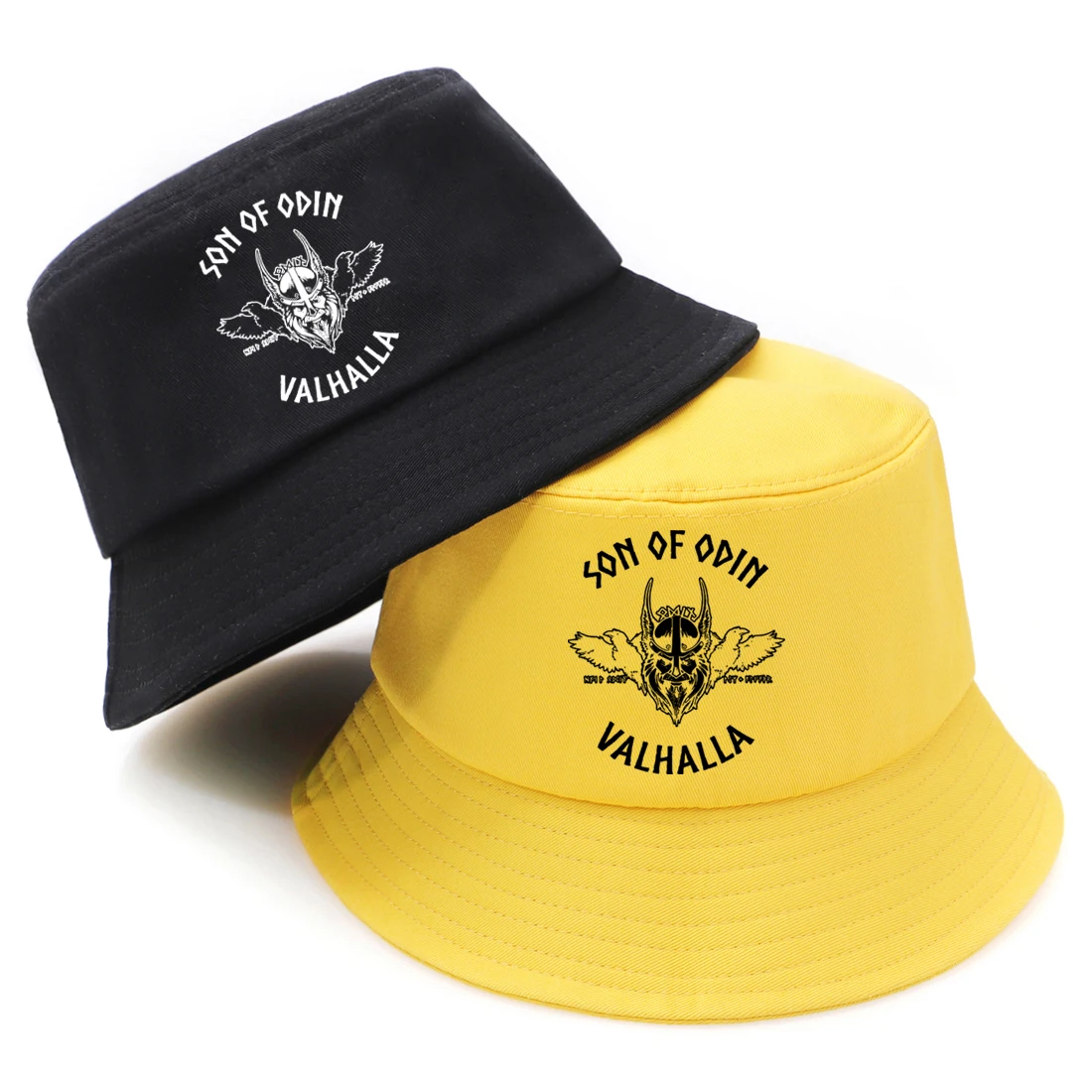 

Vikings Sons Of Odin Bucket Hats Outdoor Hip Hop Fisherman's Caps Man Woman Summer Sunscreen Panama Bucket Hats Foldable Caps