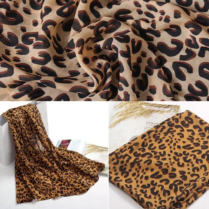 Модный Леопардовый шифоновый шарф Женский Универсальный мягкий Повседневный
