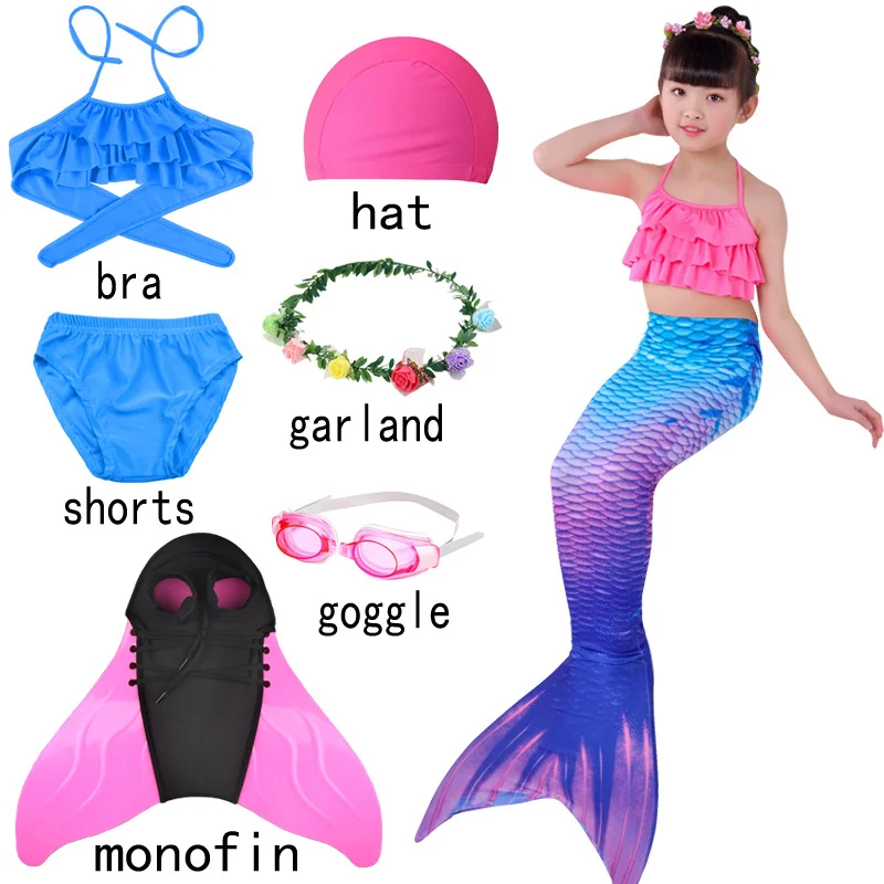 Из двух предметов на Хэллоуин Детский костюм Русалочки для девочки бюстгальтер и