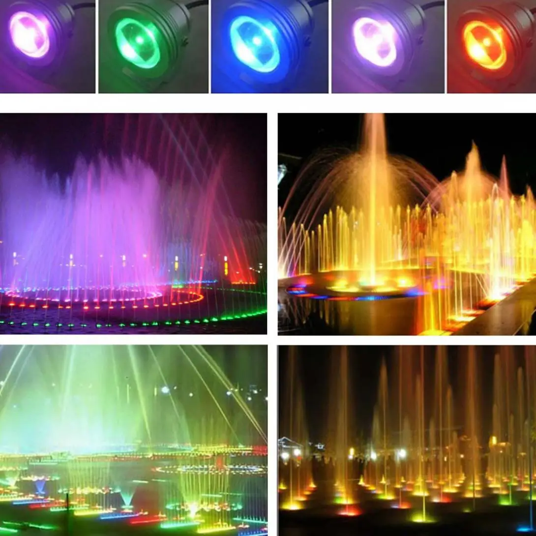 

85-265V 10W RGB LED Underwater Fountain Light 900LM IP65 Waterproof Swimming Pool Pond Fish Tank Aquarium LED Lamp for Home