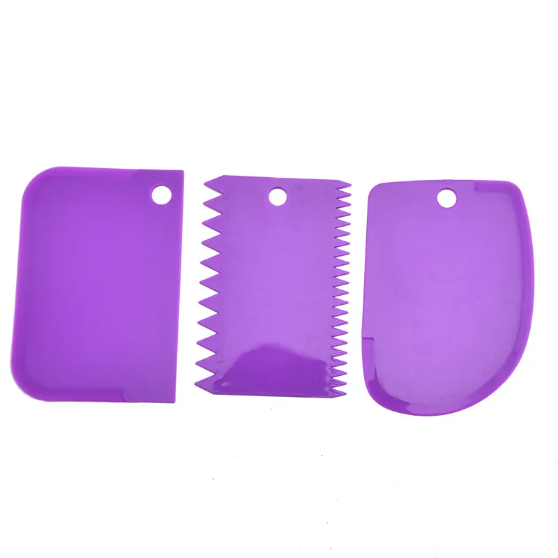 

1set Square Arc Jagged Purple Baking Tools Cream Scraper Patisserie Noodle Knife Fondant Chocolate Cake Baking Accessories