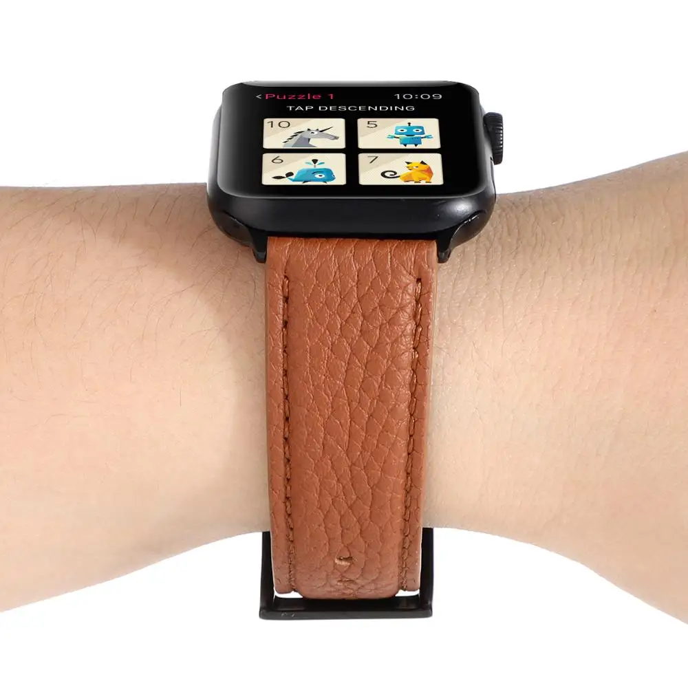 

Litchi Pattern Leather 38mm 40mm 42mm 44mm Watchband for Apple Watch Series 6 Se 5 4 3 Smartwatch iwatch Strap Belt Bracelet.