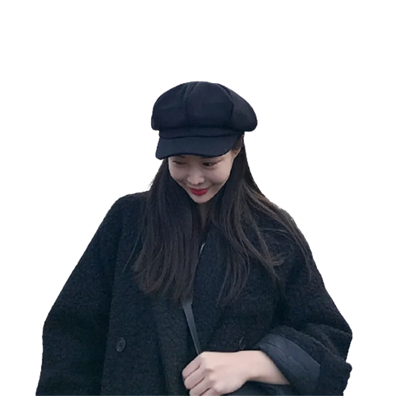 Женские Классические Восьмиугольные шляпы на зиму однотонные в британском стиле
