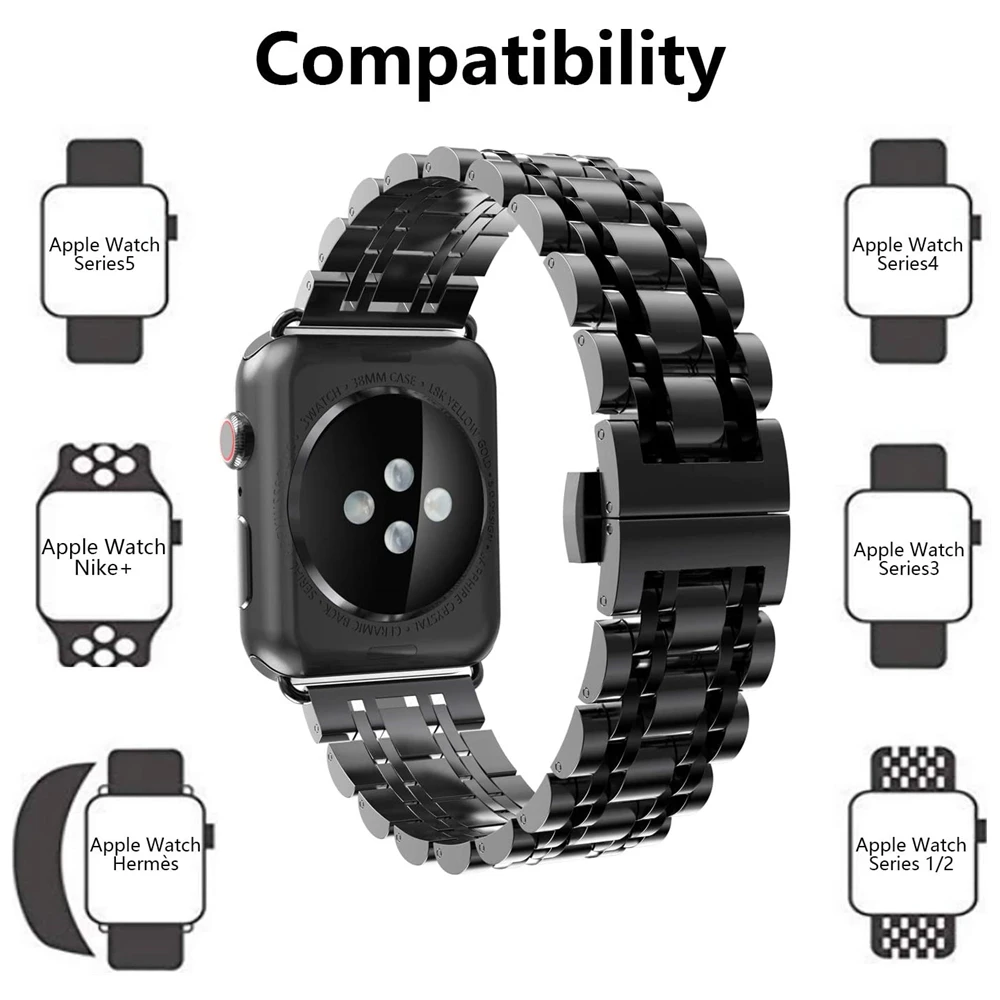 

Pulseira for Apple Watch 44 40mm Series 5 4 Band Stainless Steel Link Bracelet for Iwatch 3 42mm 38mm Men Women Watches Strap