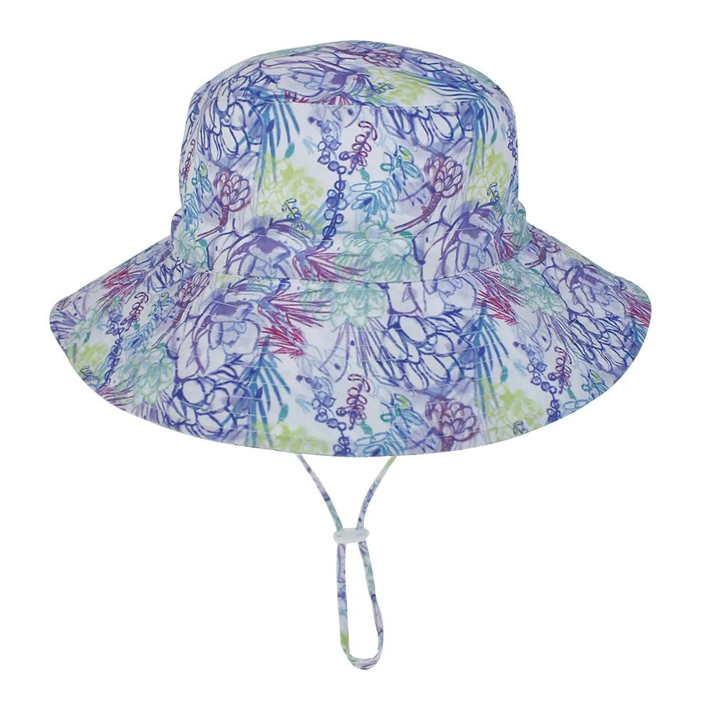 

With Chin Strap Lovely Spring Summer Round Top Solid Baby Kids Bucket Hat Sun Protection Fisherman Beach Gift Wide Brim Outdoor