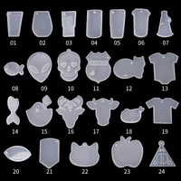 animal resin molds tag shape keychain silicone molds epoxy resin casting crystal pendant molds with hole for jewelry making diy