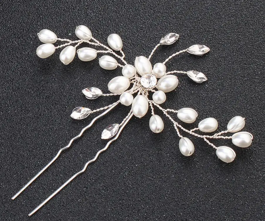 1PC H-2 Silver Имитирующие шпильки с жемчугом, свадебные шпильки для волос, ювелирные аксессуары для волос, заколки для волос для девочек, Женские Ювелирные изделия - Окраска металла: 1PC H-2 Silver