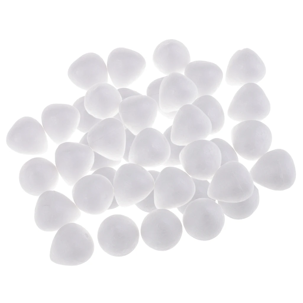 

40X White Foam Balls, Smooth Drop Shapes Polystyrene Styrofoam