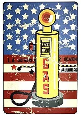 

Лас-Вегас АЗС с изображением американского флага Железный живопись металлическая пластина Ретро жестяной знак Винтаж стены бар магазин Де...
