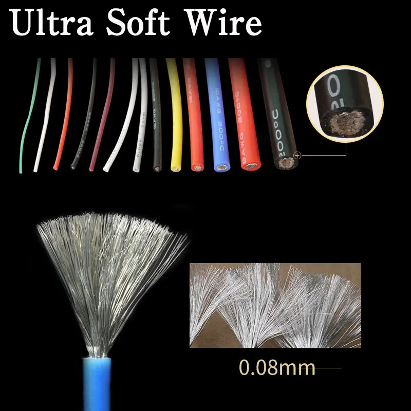 Термостойкий кабельный провод мягкий силиконовый 12AWG 14AWG 16AWG 18AWG 20AWG 22AWG 24AWG 26AWG 28AWG