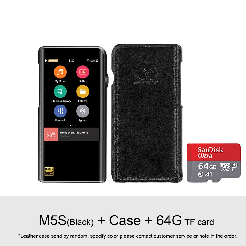 M5s black-case-64G TF Shanling M5s Bluetooth Портативный Hi-Res музыкальный плеер MP3 2* AK4493EQ 2,5 мм сбалансированный выход Поддержка LDAC/Qualcomm aptX/AAC WiFi - Цвет: M5s black-case-64G TF