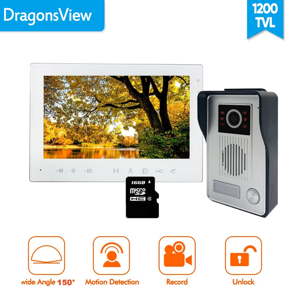 [Широкоугольный 150 °] Dragonsview 7 дюймовый дверной звонок домофон видео домашняя
