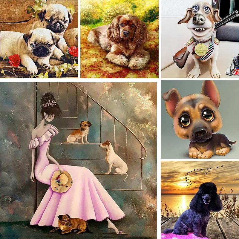 

Алмазная 5D картина «сделай сам», картина с красивой девушкой, мозаика из страз для творчества, вышивка с собакой, животными, фото, подарок, ук...