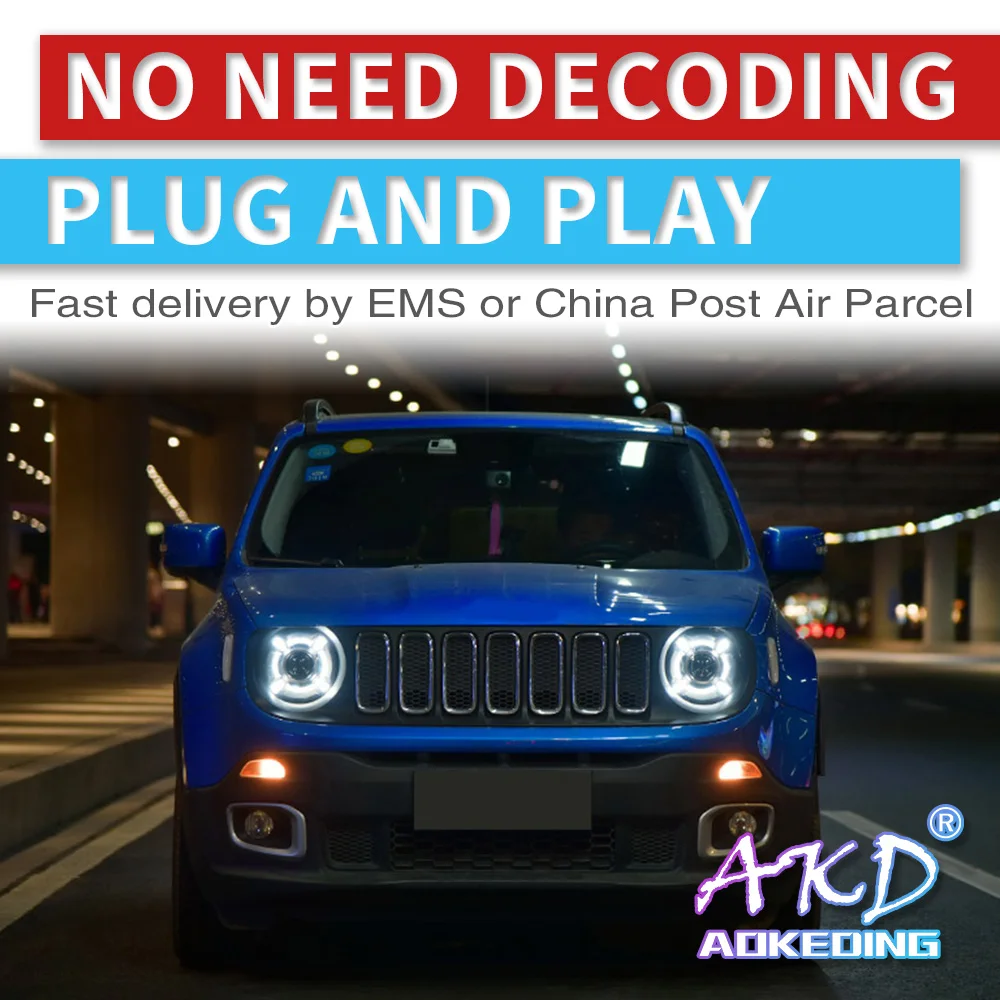 AKD тюнинг Автомобильные фары для Jeep Renegade- светодиодные фары DRL ходовые огни Биксеноновые Противотуманные фары ангельские глазки авто