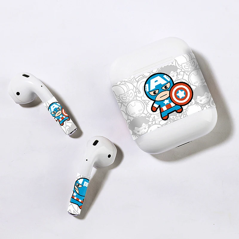 Marvel Железный человек чехол наклейка s для Airpods стикер защита от пыли кожи протектор милый человек-паук Капитан магнитная кожа для Airpod Stiker