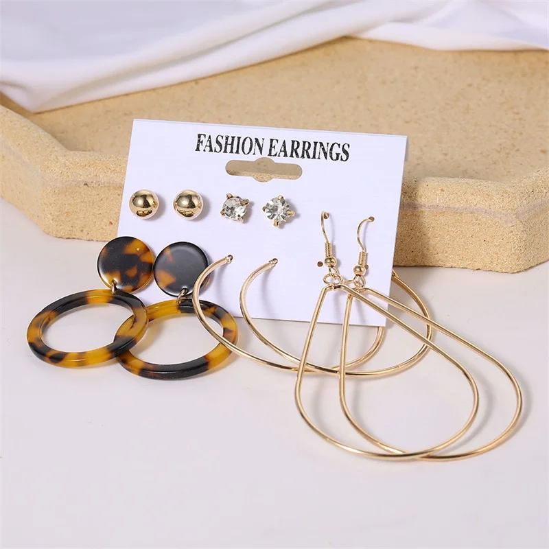 

FNIO Women Earrings Set Acrylic Pearl Earrings For Women Bohemian Leopard Tassel Earrings 2020 New Fashion Jewelry
