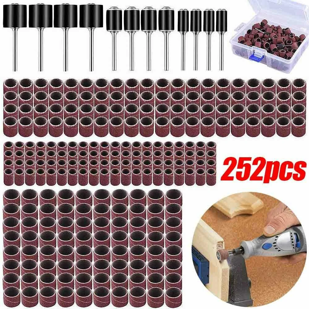 

252pcs Sanding Drum Kit For Nail Drill Bits Dremel Accessories Rotary Tool + Box