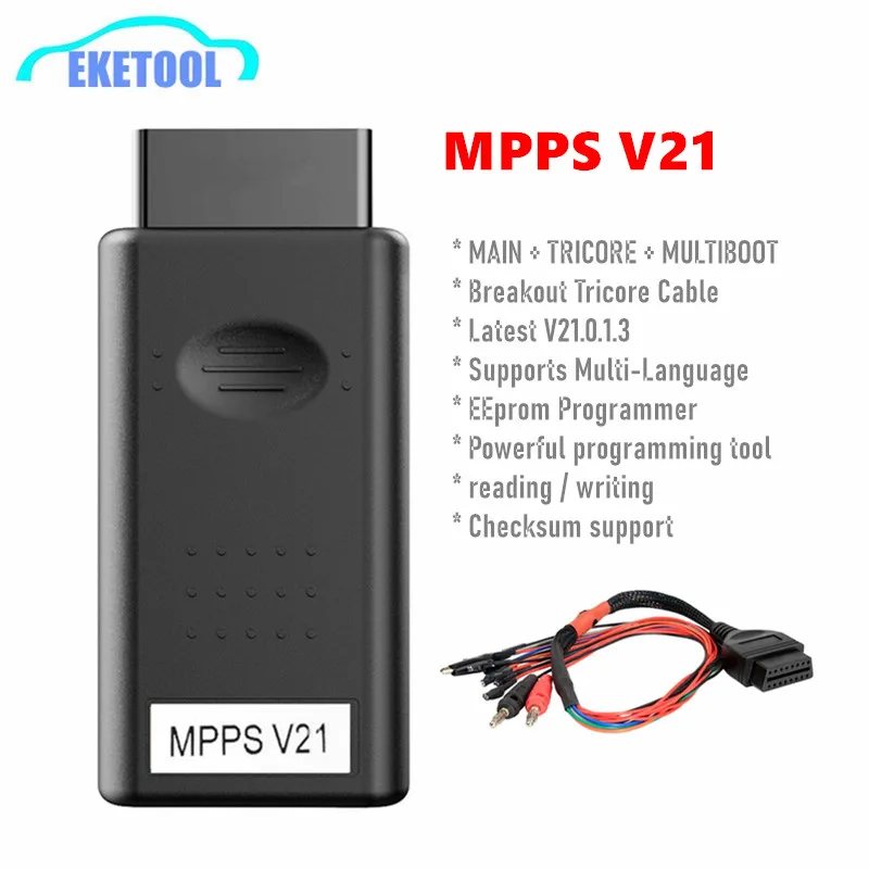 Мультиязычный MPPS V21 новейший V21.0.1.3 с пробойным трикодовым кабелем поддерживает