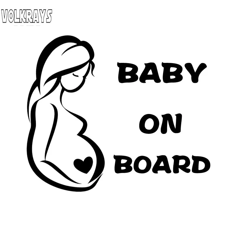 

Volkrays Personality Car Sticker Pregnant Woman Baby on Board Warning Accessories Reflective Waterproof Viny Decal,14cm*17cm