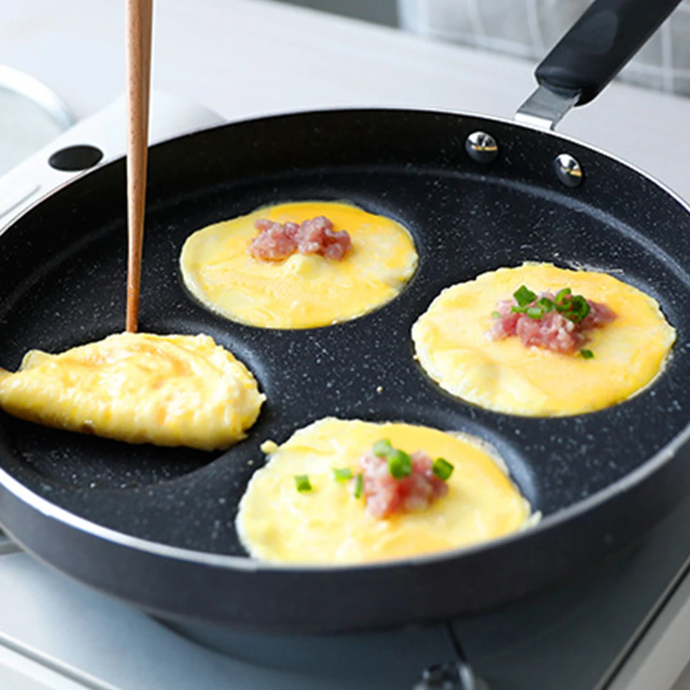 

Non-Stick 4 Hole Omelet Pan For Burger Eggs Ham Pancake Maker Frying Pan Cooking Pot Breakfast Maker Cookware