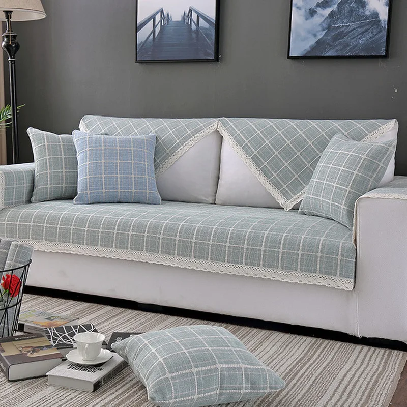 Тканый Хлопковый чехол для дивана силиконовый нескользящий детский коврик