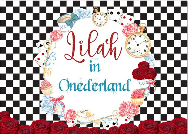 7x5FT Personalized Alice Wonderland Rabbit Rose Flowers Tea Party Custom Photo Studio Backdrop Background Vinyl 220cm x 150cm |