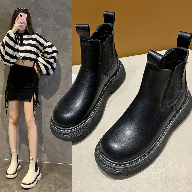 

Ботильоны женские резиновые, роскошные дизайнерские полусапожки с круглым носком, низкая подошва, для верховой езды, модные черные, белые