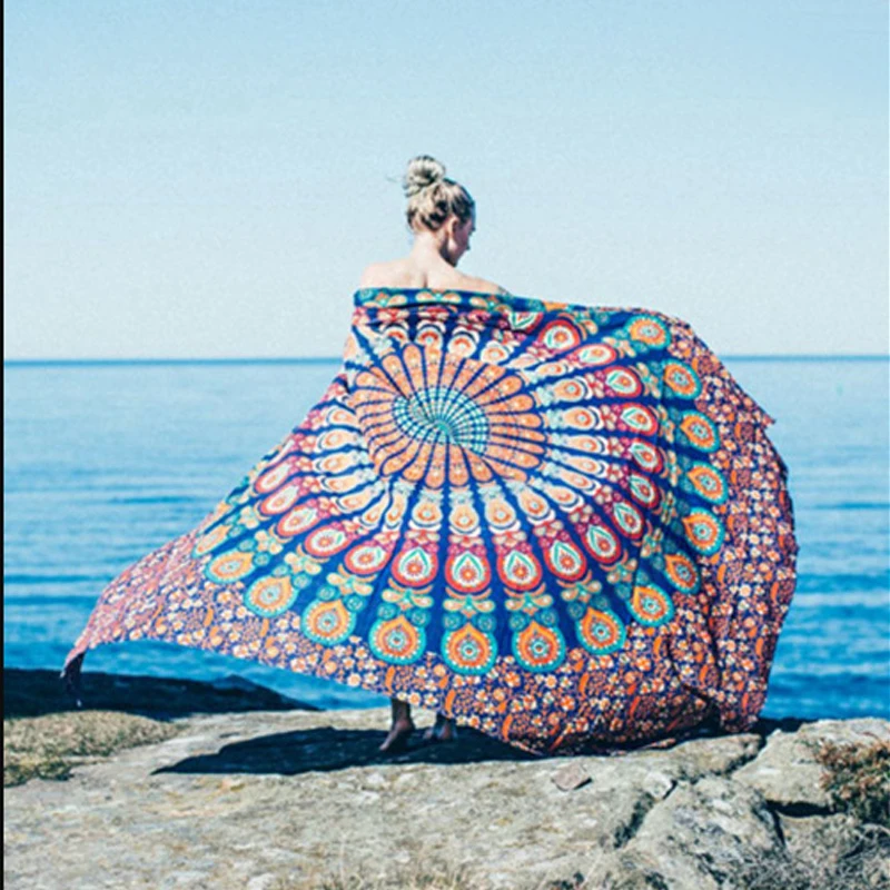 Индийская мандала женский пляжный коврик пляжное одеяло напольный портативный