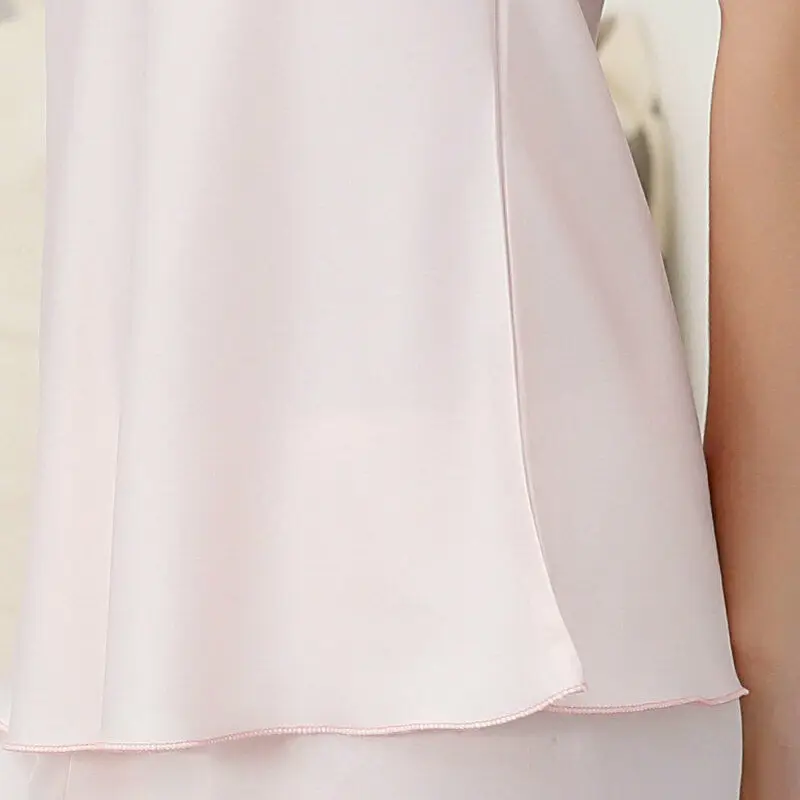 2020 Women Silk Satin Pajamas Set Sleeveless Tops Lady Sleepwear Nightwear New