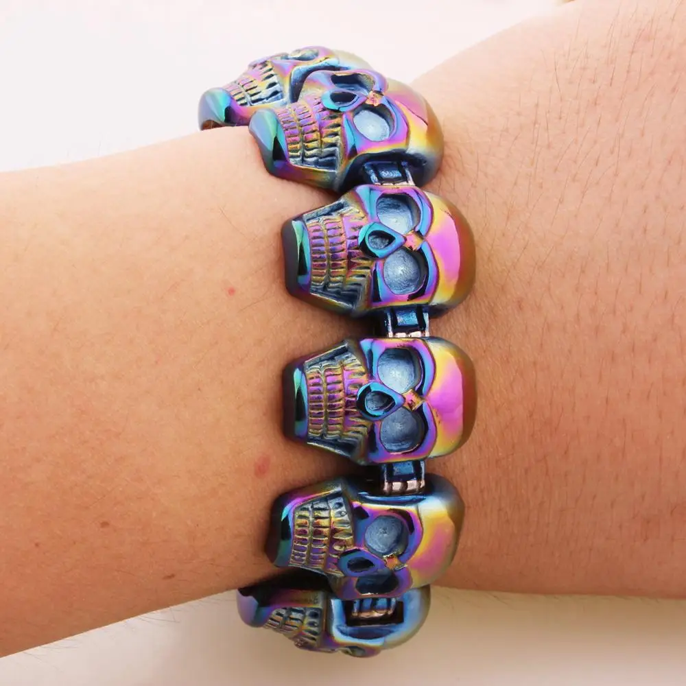 Мужской браслет из нержавеющей стали в стиле хип-хоп с черепом большой тяжелый