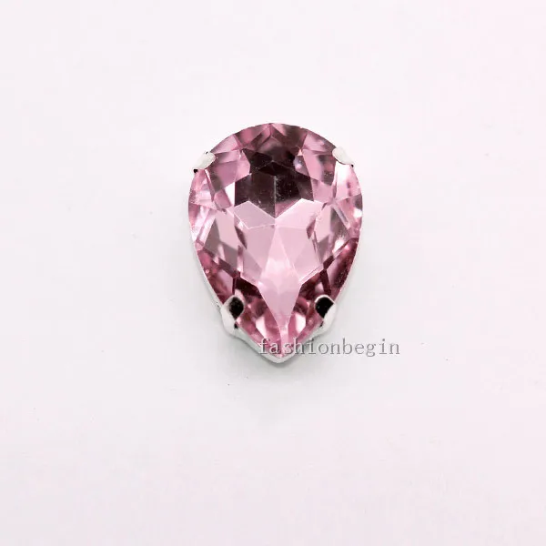 pink 4x6 6x 8 10 x14 13x18 18*25 20x30x30x40 мм 24 цвета каплевидные стеклянные камень шить на Кристальный, серебряный, со стразами основание кнопки для одежды - Цвет: pink