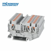 10pcs pt2 5 tw pt 2 5 tw push in twin 3 conductor feed through strip wire electrical connector din rail terminal block pt 2 5tw