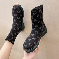 printed platform stretch sock shoes womens 2021 autumn and winter new internet hot thin special interest design ankle boots
